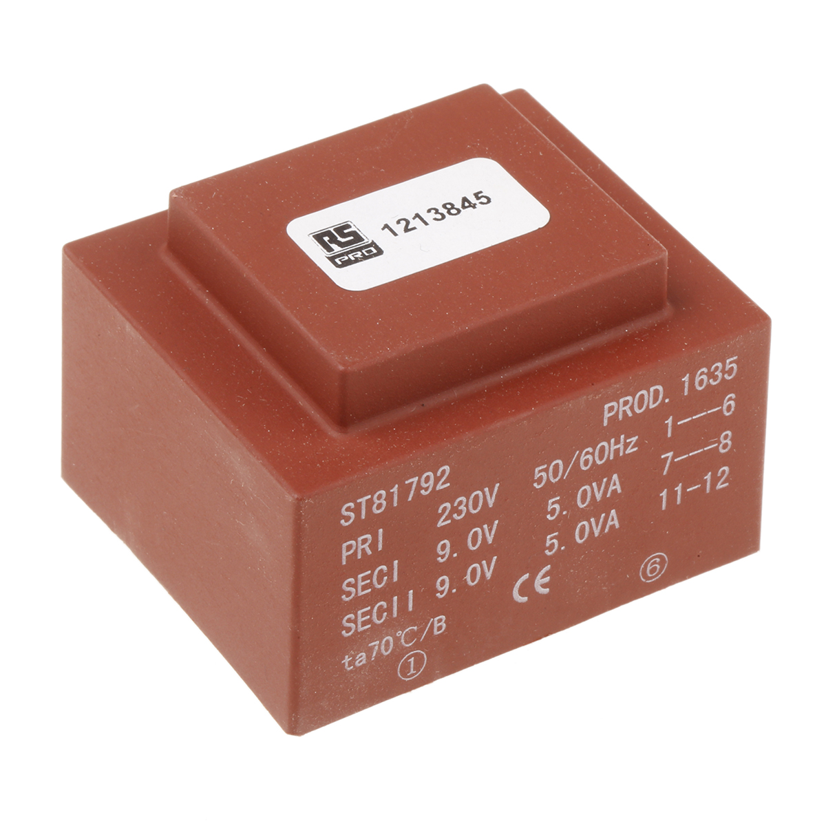 RS PRO 2 x 9 V ac 2 Output PCB PCB Transformer, CE, IECBSEN 615586, ASNZS 61558.1, RoHS, ASNZS 61558..6, IECBSEN 615581