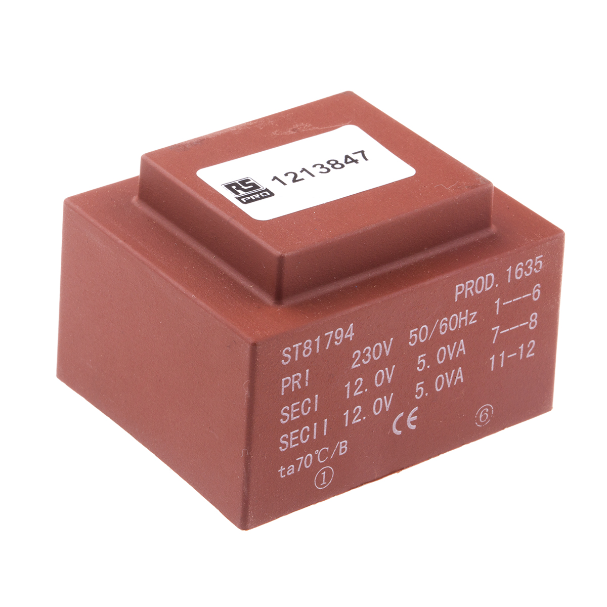 RS PRO 2 x 12 V ac 2 Output PCB PCB Transformer, IECBSEN 615581, IECBSEN 615586, ASNZS 61558..6, ASNZS 61558.1, CE, RoHS