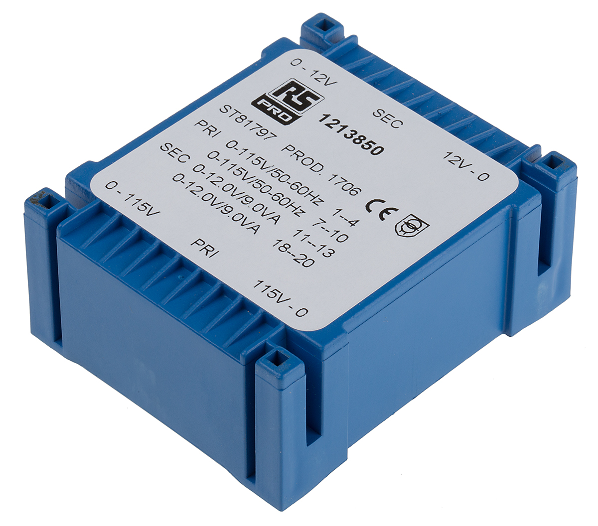 RS PRO 2 x 12 V ac 2 Output PCB PCB Transformer, ASNZS 61558.1, RoHS, IECBSEN 615581, IECBSEN 615586, CE, ASNZS 61558..6