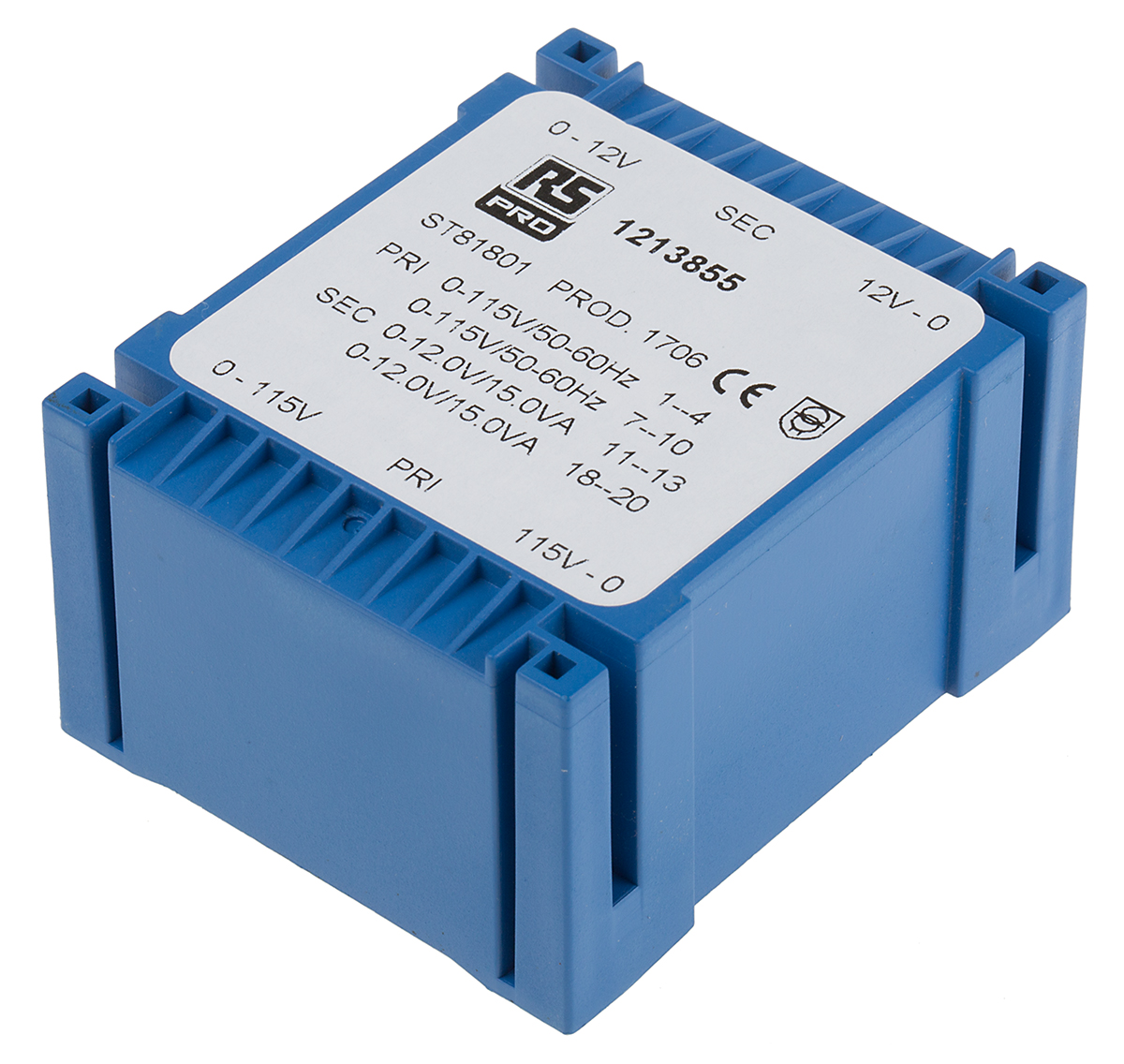 RS PRO 2 x 12 V ac 2 Output PCB PCB Transformer, IECBSEN 615586, CE, ASNZS 61558.1, ASNZS 61558..6, IECBSEN 615581, RoHS