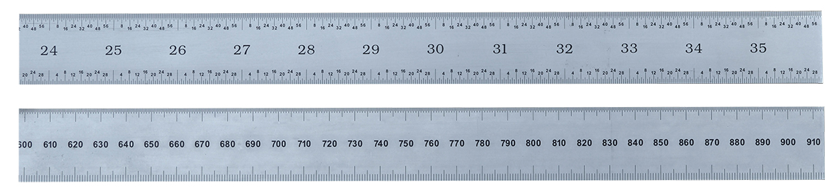 121-8212 RS PRO 900 mm Steel Ruler inch, Metric, UKAS