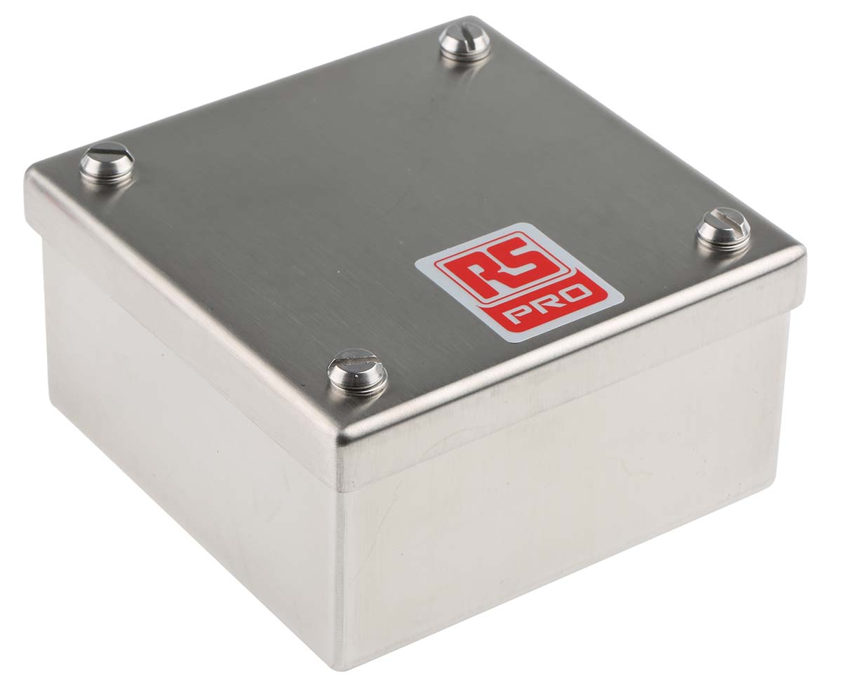 RS PRO 304 Stainless Steel Satin Adaptable Enclosure Box 100mm x 100 mm x 50 mm