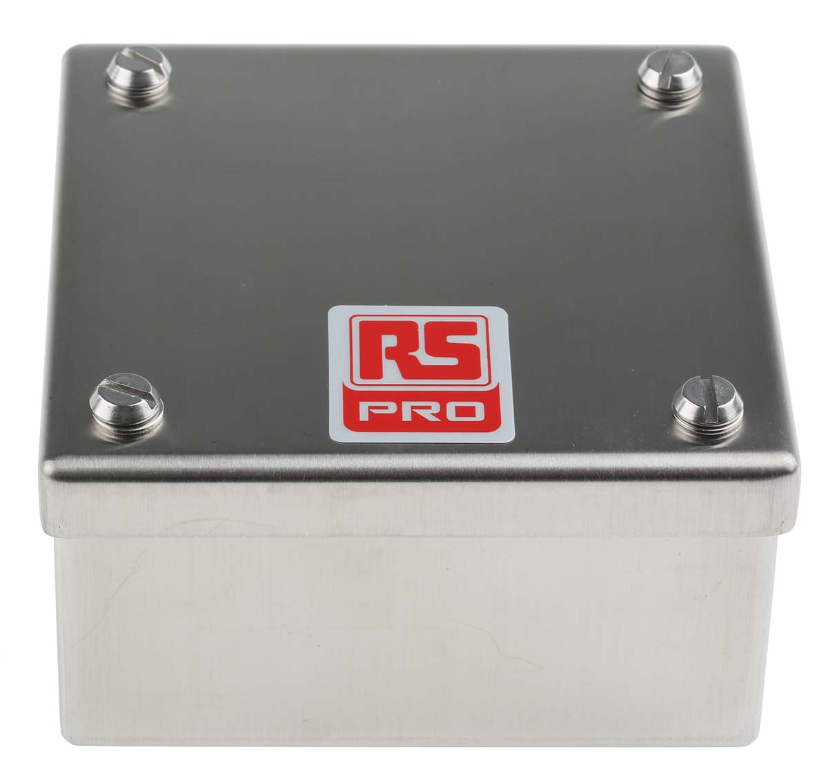 121-9691 RS PRO 304 Stainless Steel Satin Adaptable Enclosure Box 100mm x 100 mm x 50 mm