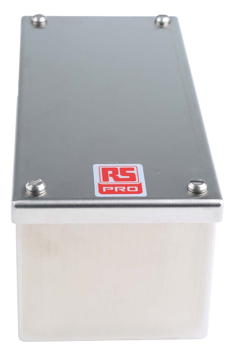 121-9695 RS PRO 304 Stainless Steel Satin Adaptable Enclosure Box 100mm x 220 mm x 85 mm
