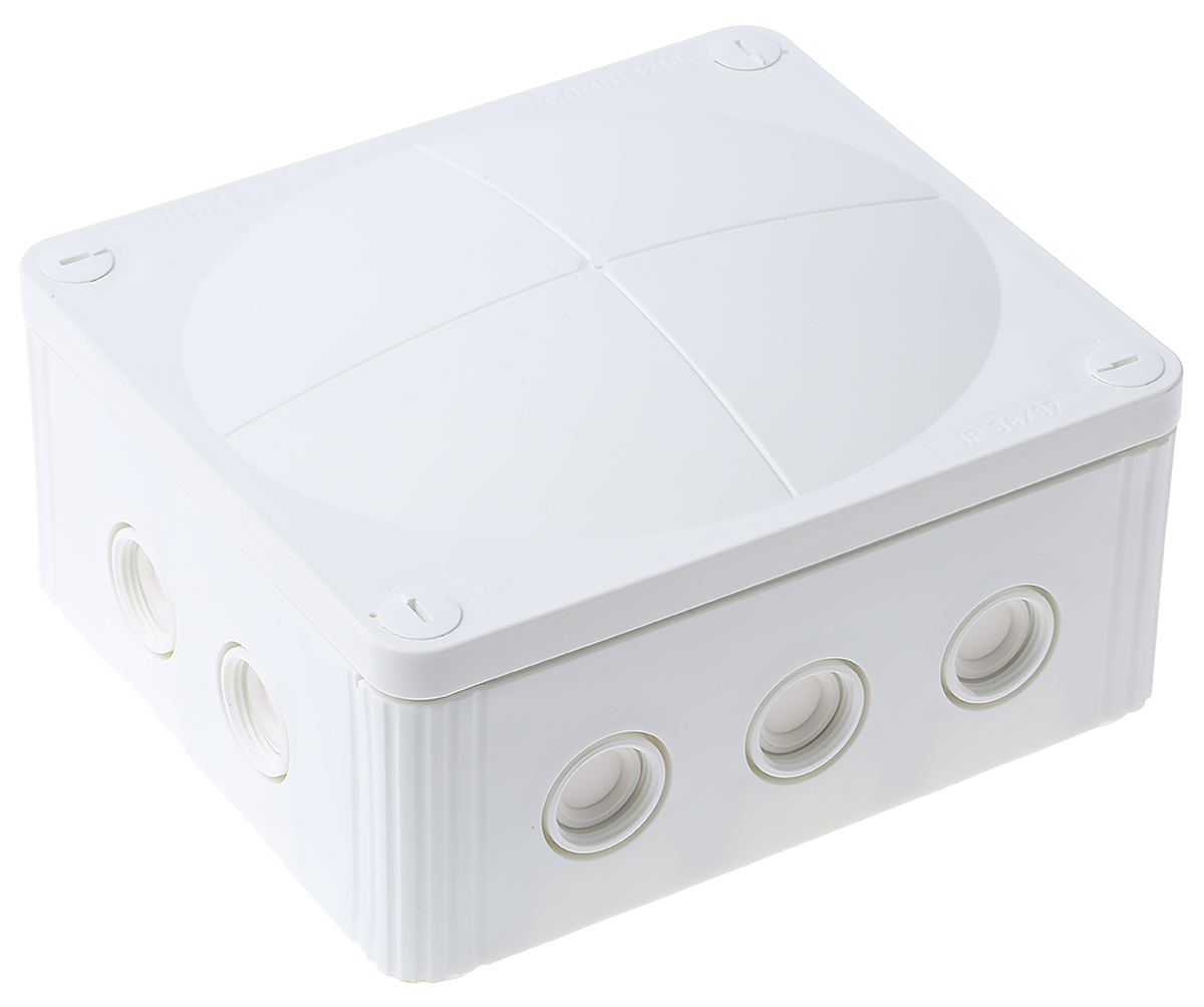 WISKA COMBI Series White Polypropylene Junction Box, IP67, IP66, 4 Terminals, 160 mm, 140mm 81 mm