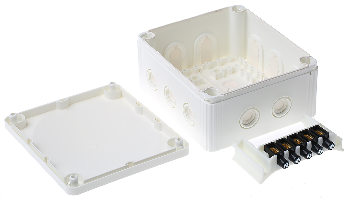 12105w WISKA COMBI Series White Polypropylene Junction Box, IP67, IP66, 4 Terminals, 160 mm, 140mm 81 mm