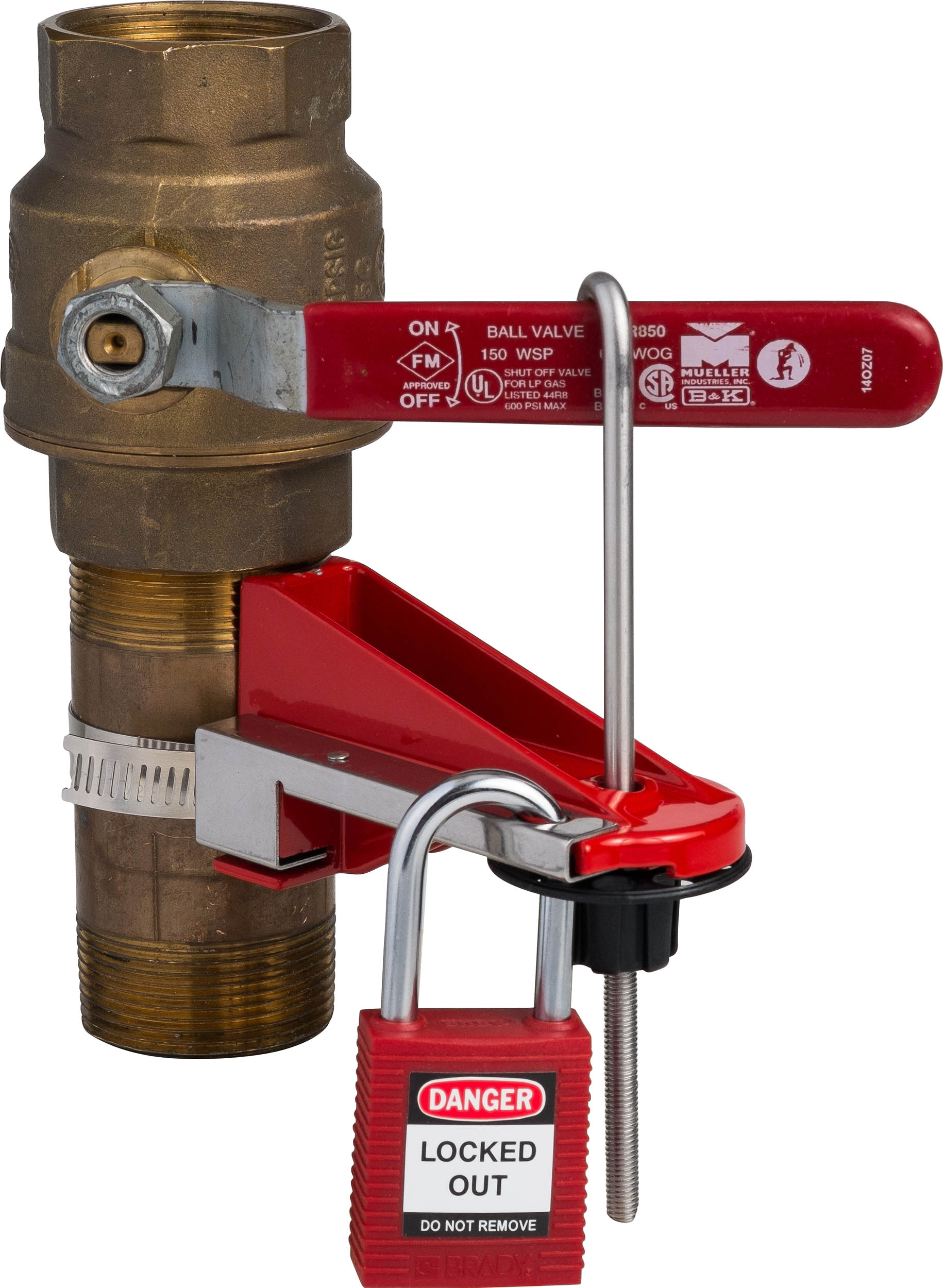121540 Brady Red 1-Lock Lockout Metal Ball Valve Lockout, 7.14 mm