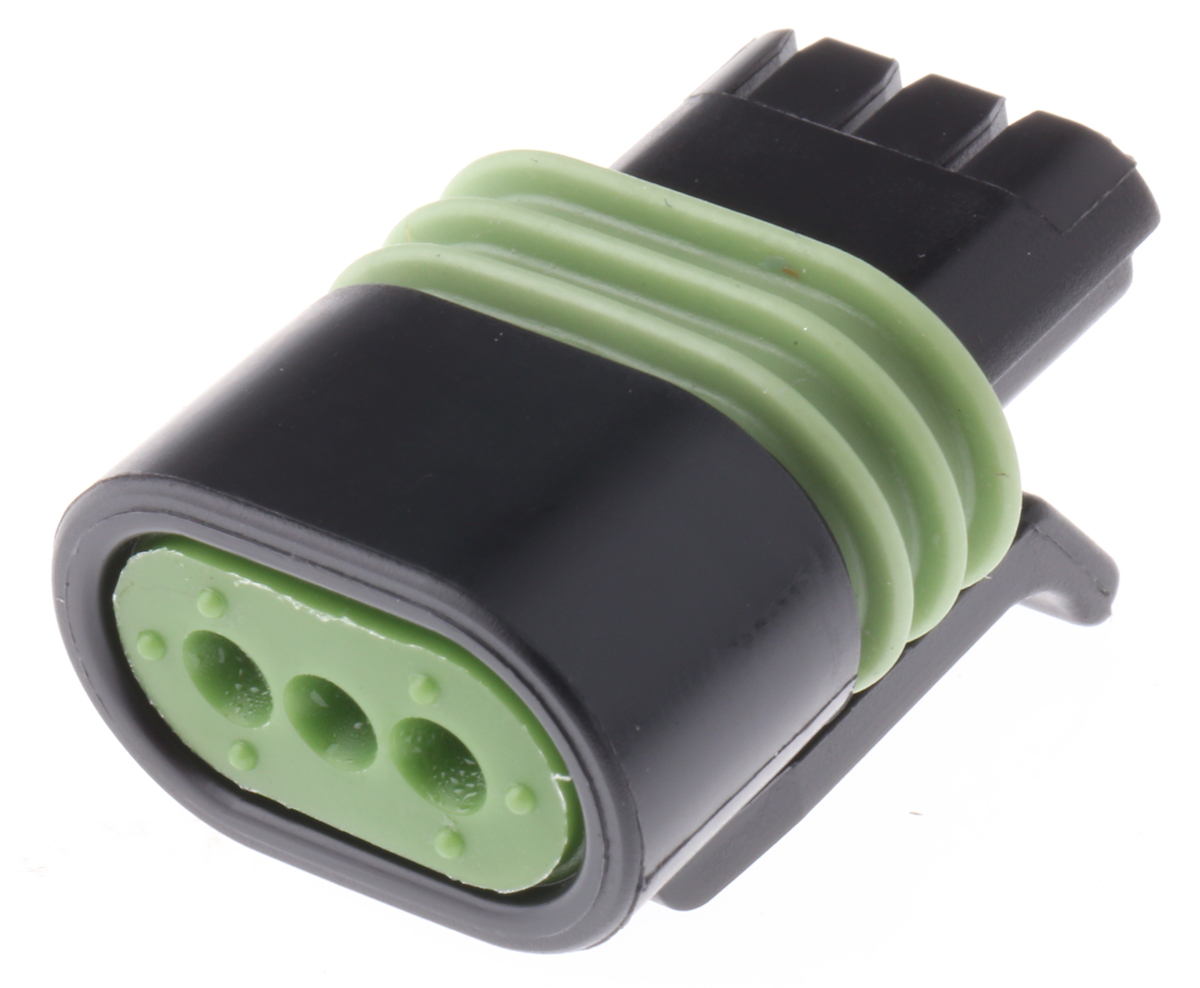 Delphi, Metri-Pack 150.2 Pull-To-Seat Automotive Connector Female Black Cable 3 Way Crimp Termination 12162182