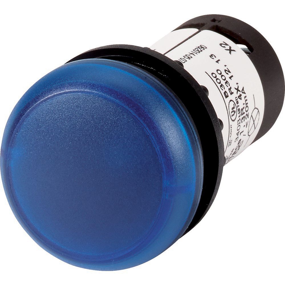 Eaton, C22, Panel Mount Blue LED Indicator, 22.5 mm Cutout, IP69K, IP67, Round, 230V