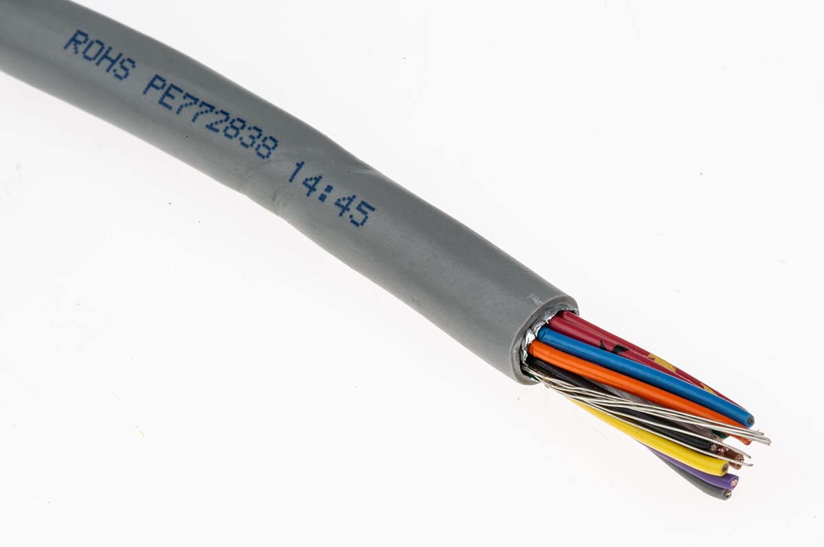 Alpha Wire Alpha Essentials Communication & Control Control Cable, 15 Cores, 0.23mm² 24 AWG, Screened, 30 m, Grey