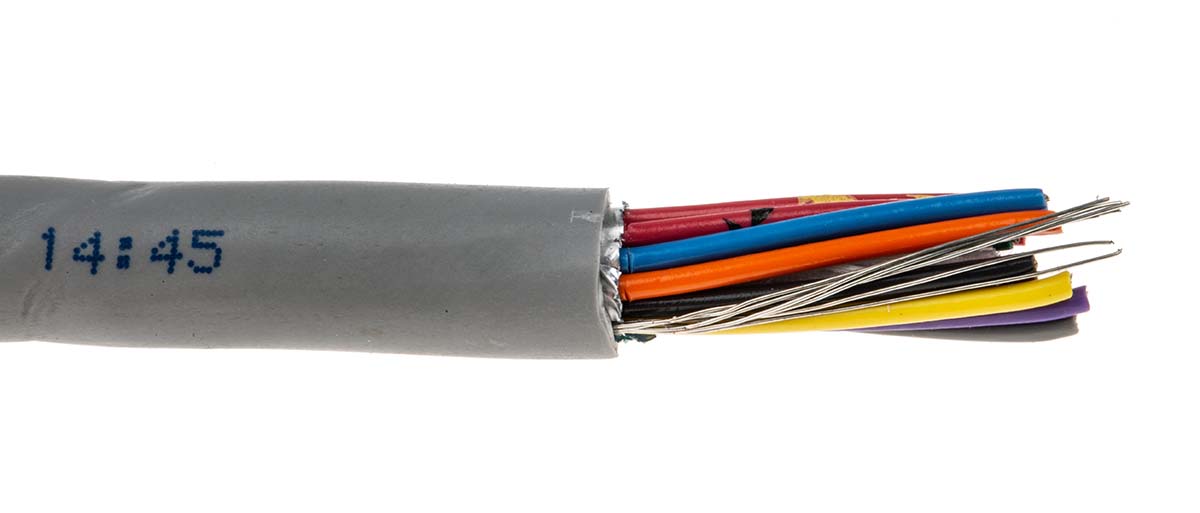 121915c-sl005 Alpha Wire Alpha Essentials Communication & Control Control Cable, 15 Cores, 0.23mm² 24 AWG, Screened, 30 m, Grey