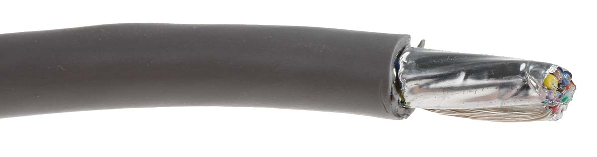 1219c-sl005 Alpha Wire Alpha Essentials Communication & Control Control Cable, 9 Cores, 0.23mm² 24 AWG, Screened, 30 m, Grey