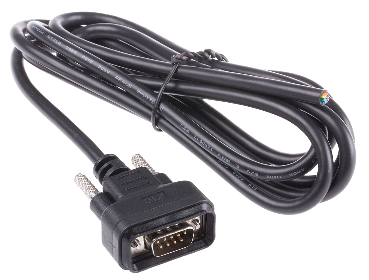 122-3040 RS PRO Male D-Sub 9-Pin to Male Unterminated Serial Cable, 2 m Polyvinyl Chloride, GTC Sealed Series