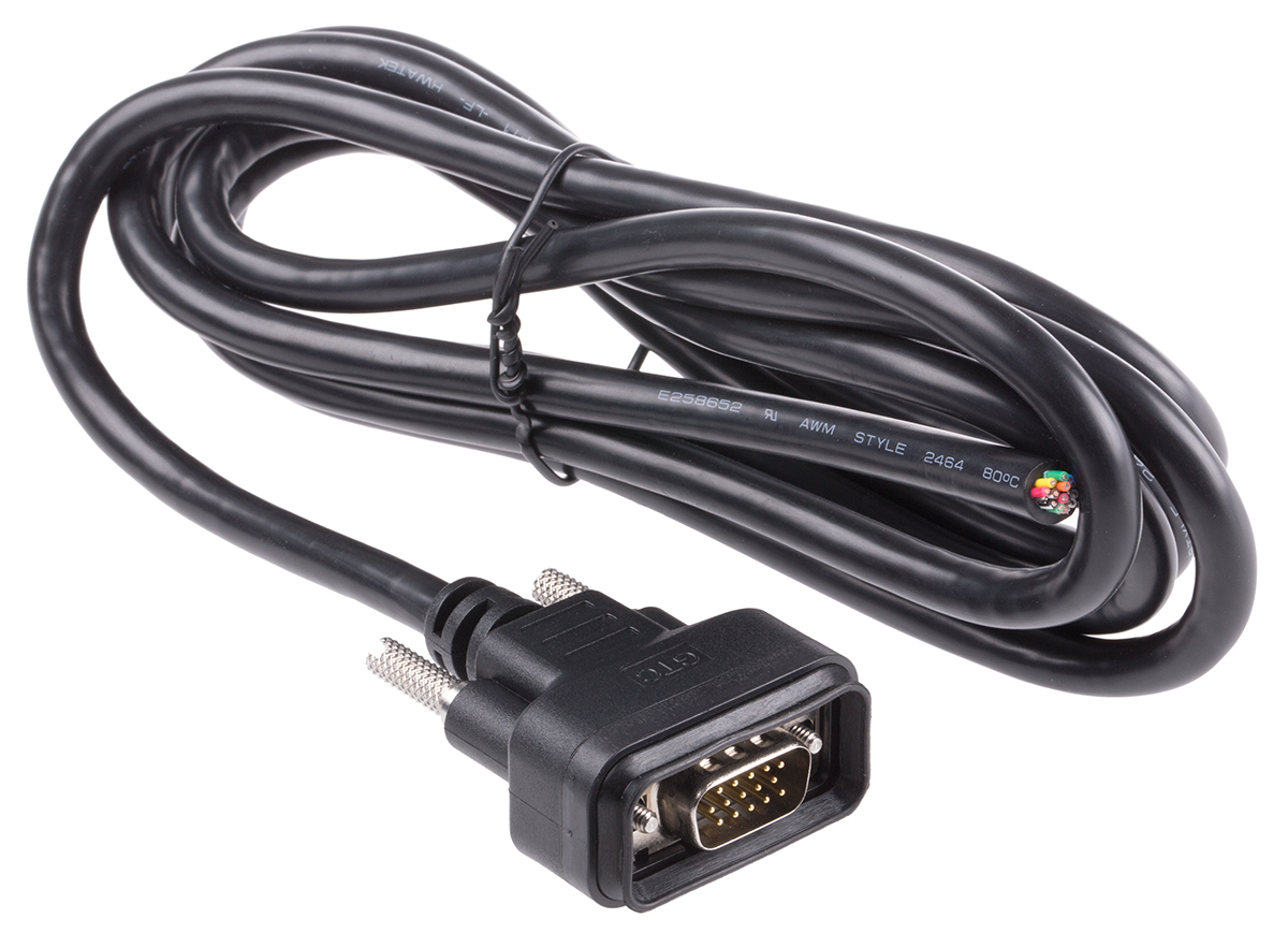 122-3041 RS PRO Male D-Sub 15-Pin to Male Unterminated Serial Cable, 2 m Polyvinyl Chloride, GTC Sealed Series