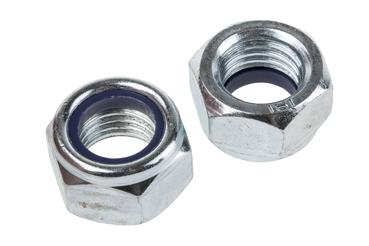 RS PRO, Bright Zinc Steel Locknut, DIN 985, M10