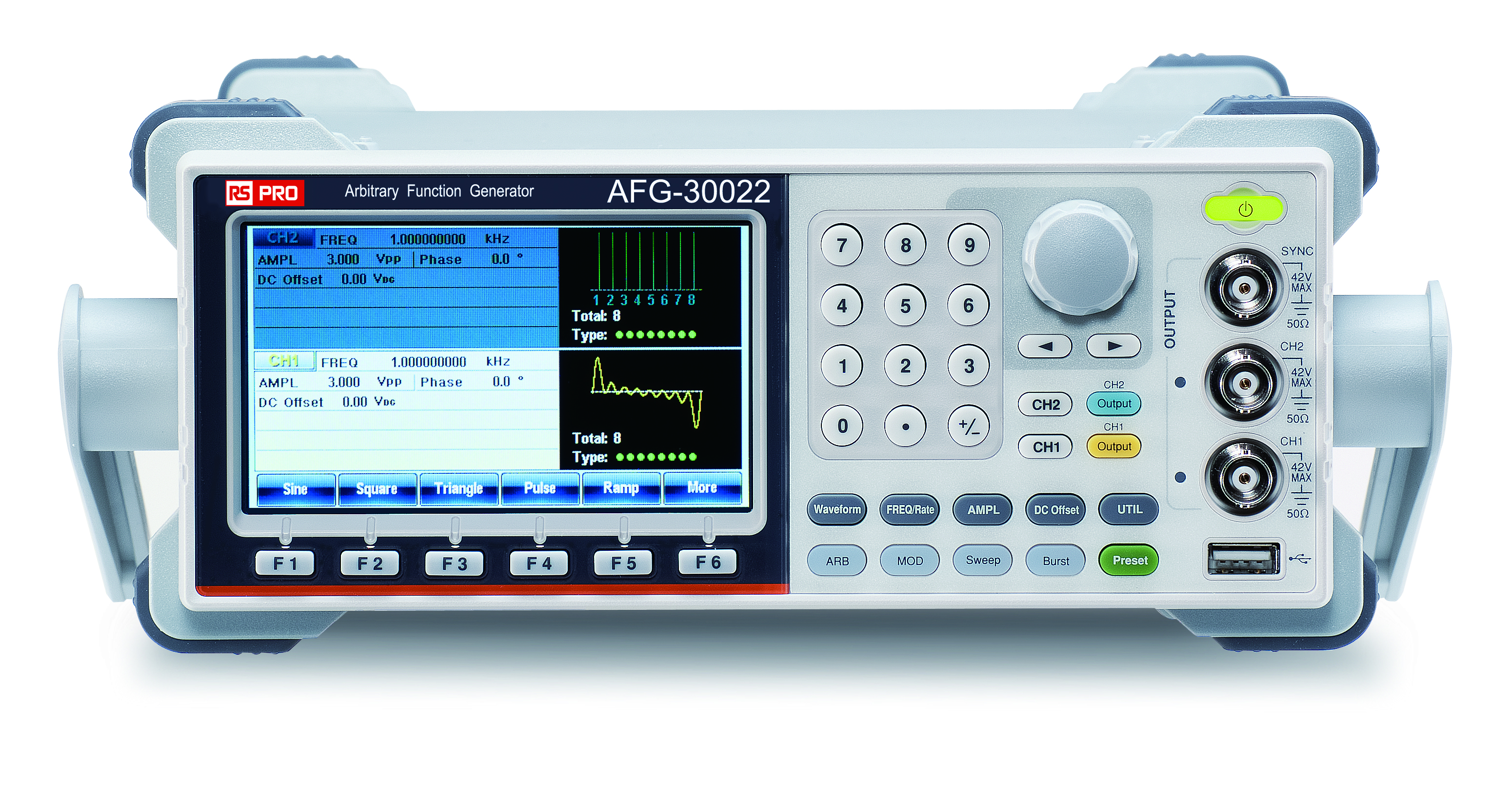 RS PRO AFG-30022 Function Generator, 1 μHz Min, 20 MHz Max FM Modulation Variable Sweep