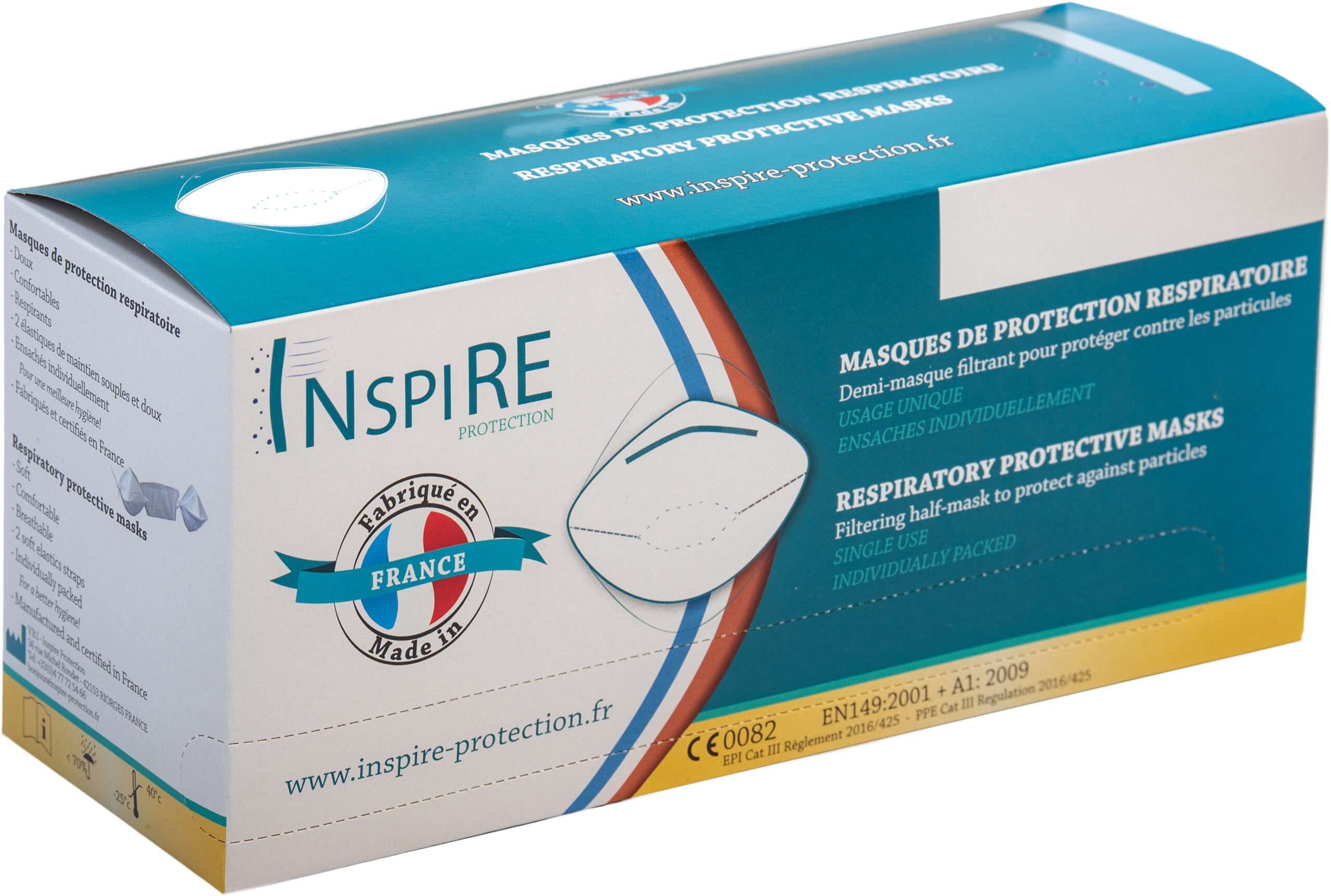 1220-c Inspire Protection 1220 Series Respirator Mask for General Purpose Protection, FFP2 50 Per Pack per Package