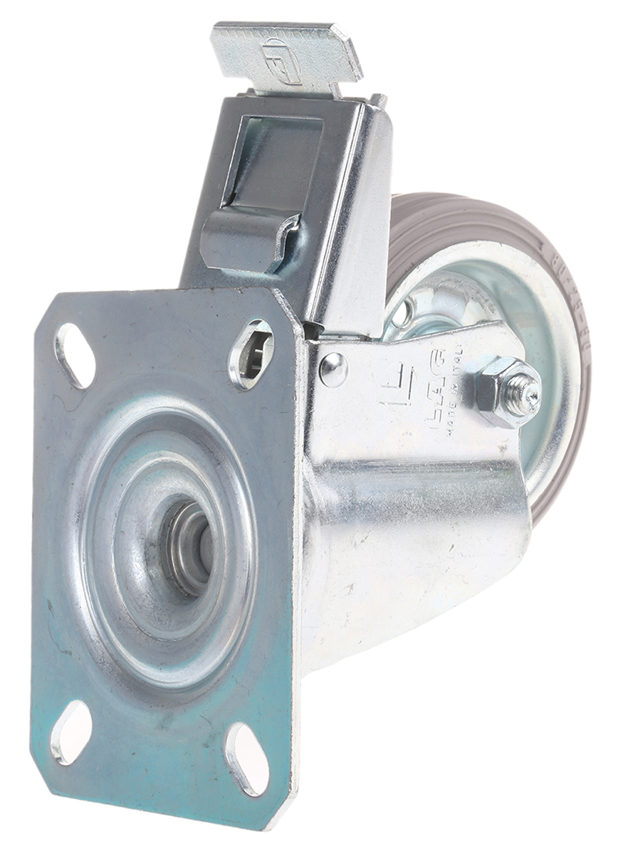 12254g-fr LAG Braked Swivel Castor, 60 kg Capacity, 80 mm Wheel