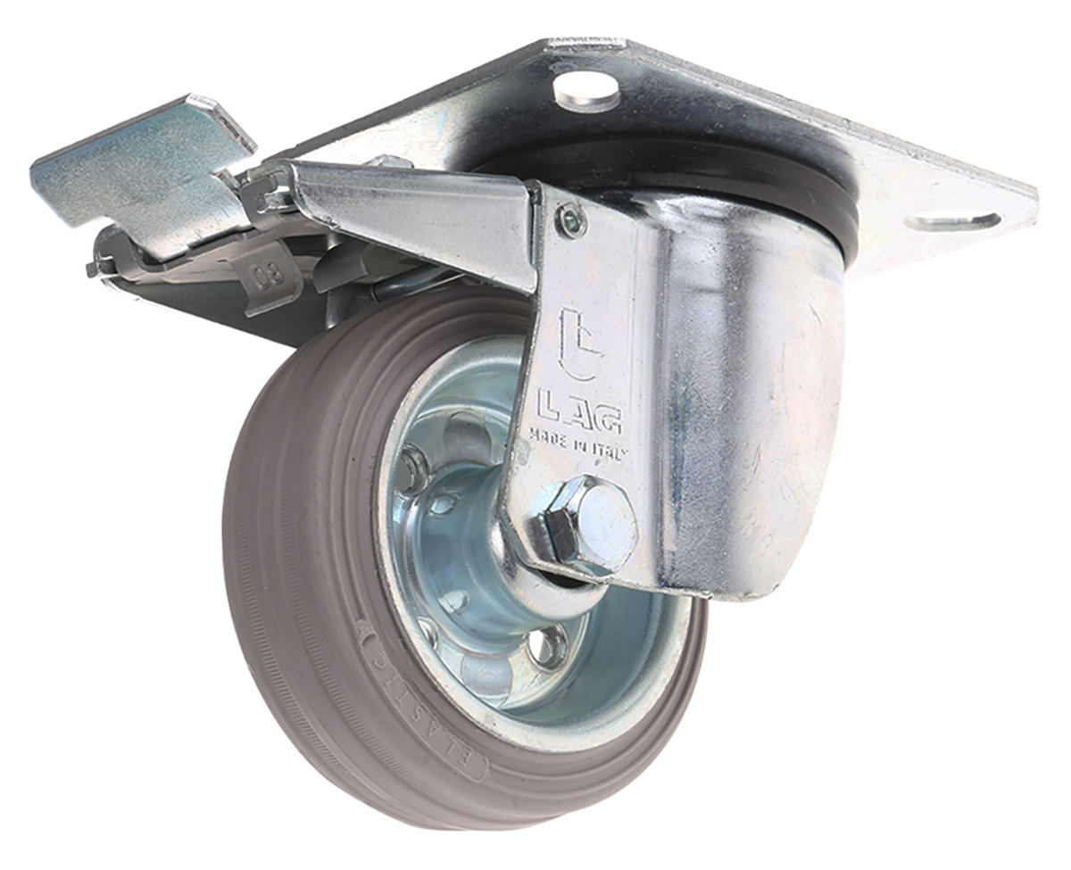 12254g-fr LAG Braked Swivel Castor, 60 kg Capacity, 80 mm Wheel
