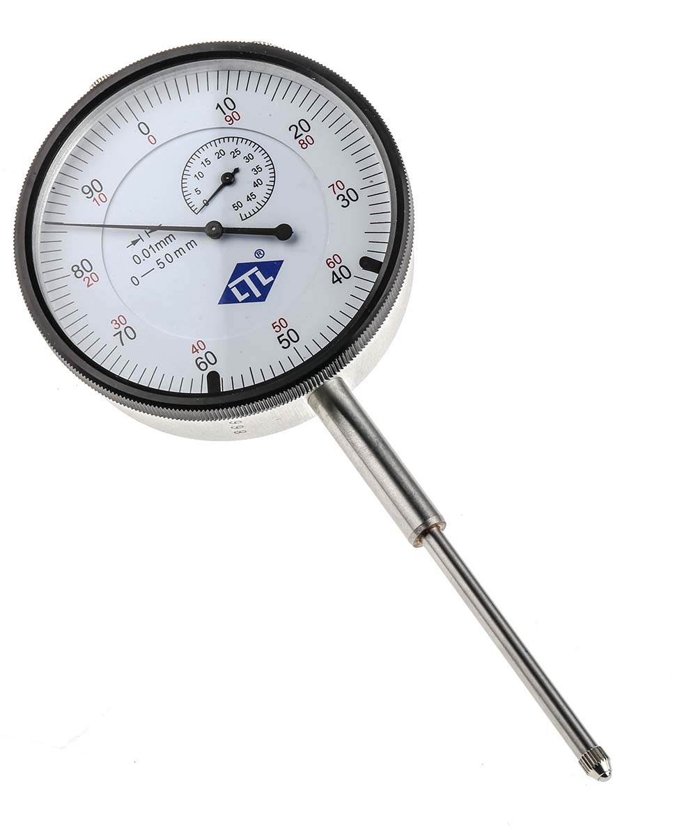 123-0921 RS PRO Metric Dial Indicator 50 mm Max. Measurement, 0.01 mm Resolution, 0.045 FSD mm Accuracy
