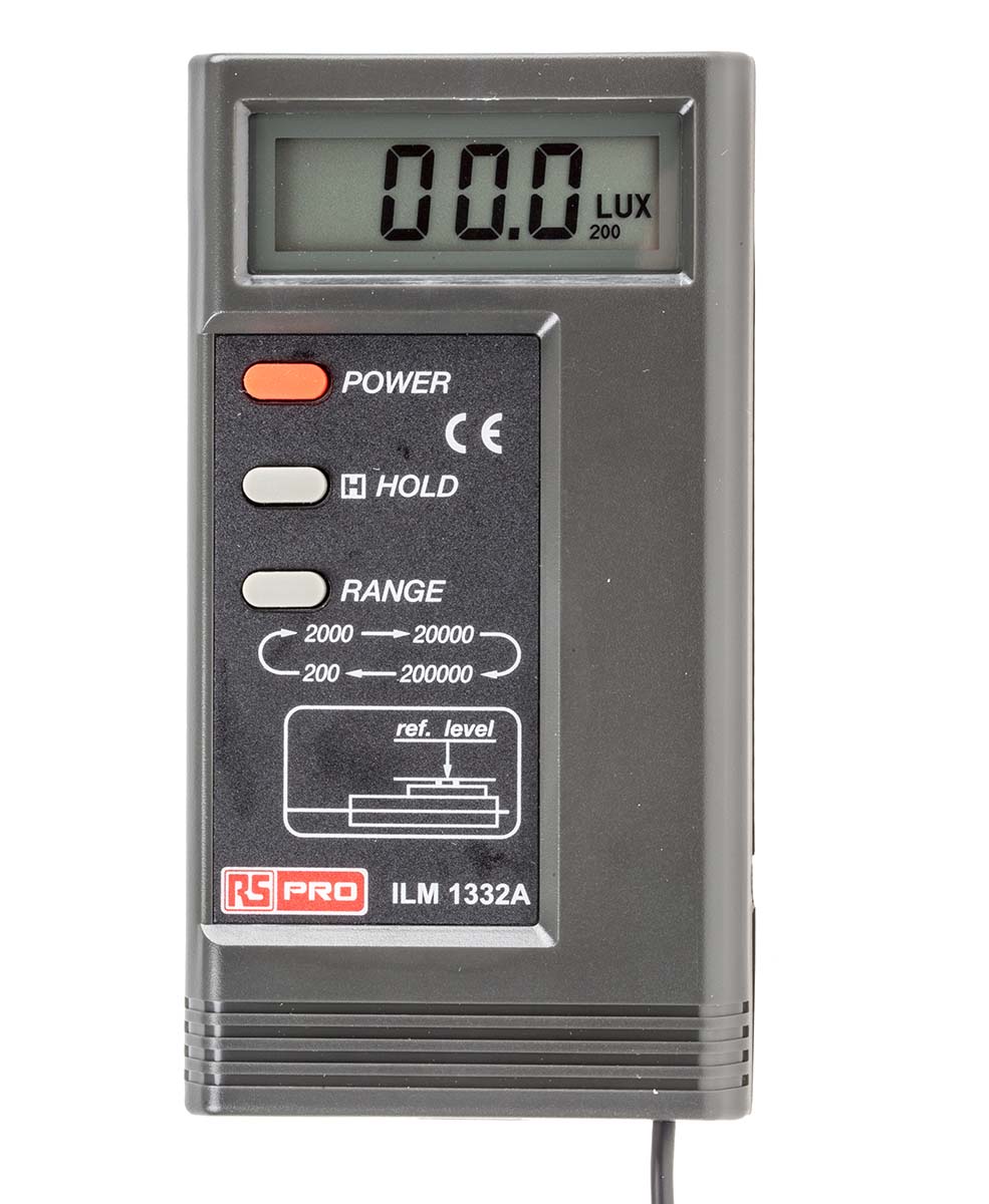 RS PRO ILM1332A Light Meter, 0.01lx to 200000 lx, ±3 %