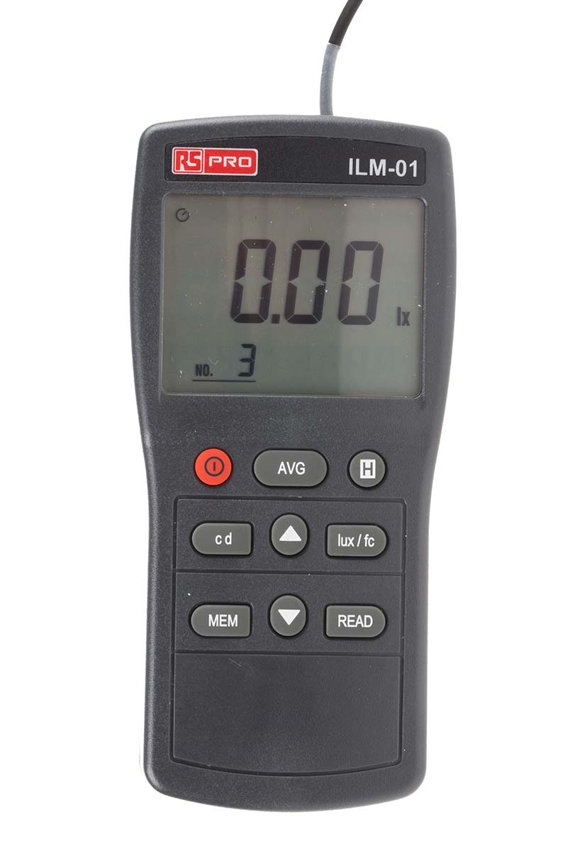 RS PRO ILM01 Light Meter, 0.01lx to 50000 lx, ±3 % ± 5 Digit