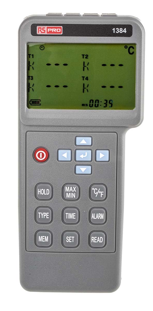 RS PRO 1384 Temperature Data Logger, USB, 4 Channel