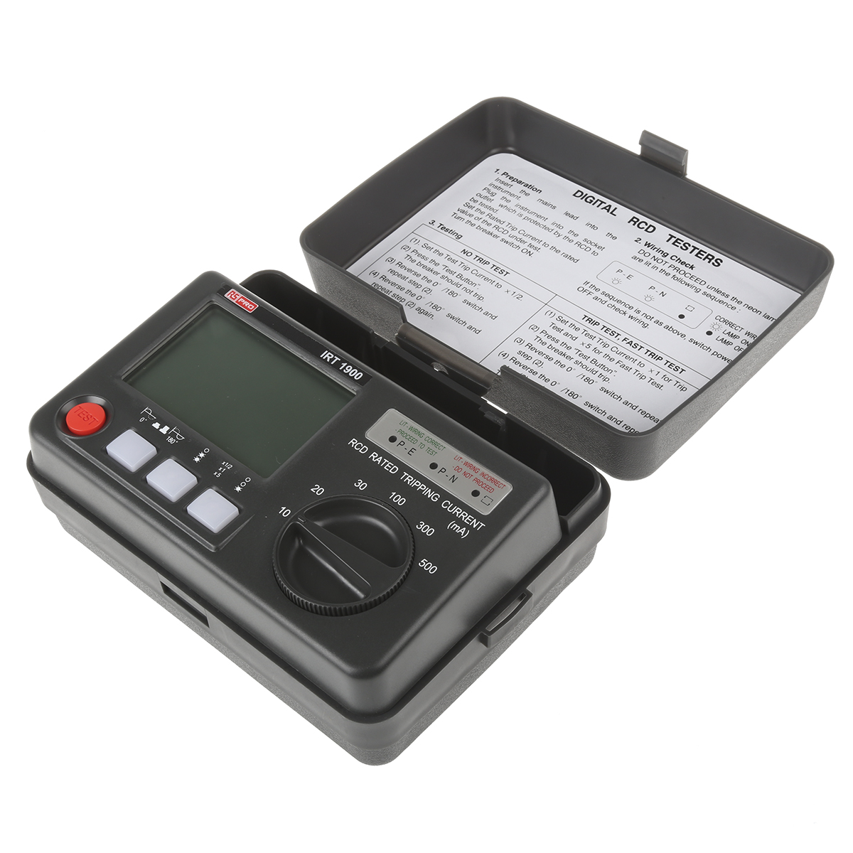 123-2240 RS PRO Digital RCD Tester, RCD Test Type AC, RCD Test Current 500 mA