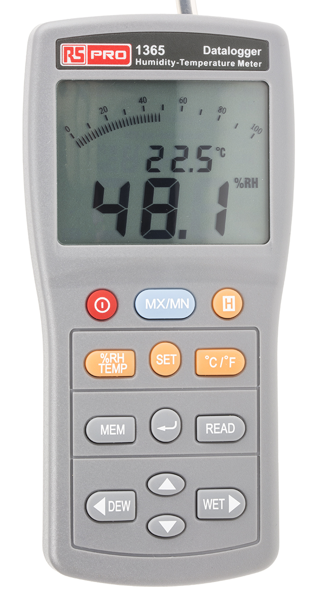 RS PRO 1365 Temperature & Humidity Data Logger, RS232, USB, 2 Channel - RSCAL