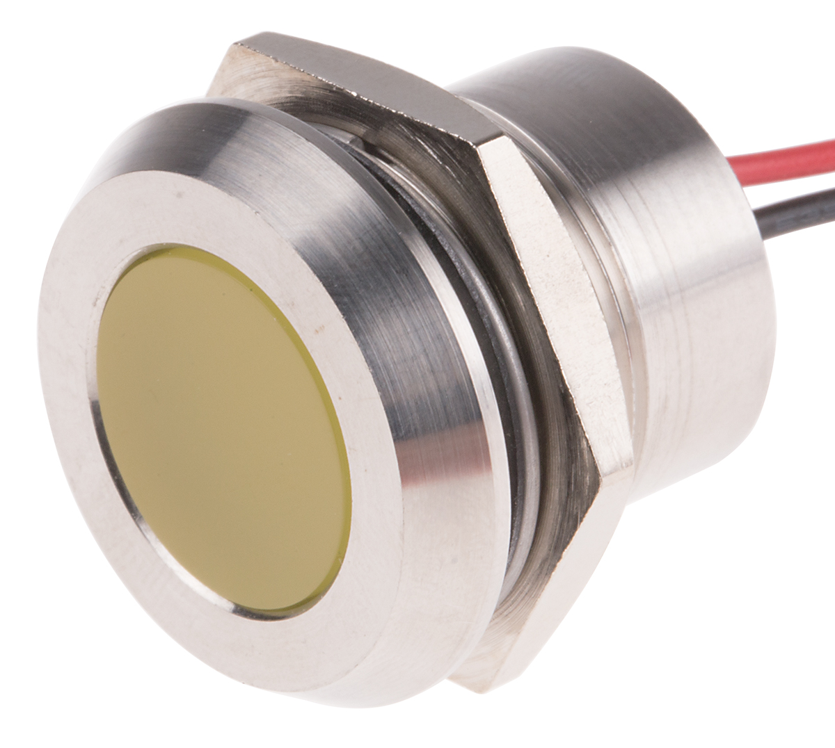 RS PRO Yellow Panel Mount Indicator, 12V dc, Lead Wire Termination, IP67