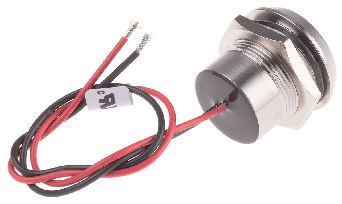 123-2431 RS PRO Yellow Panel Mount Indicator, 12V dc, Lead Wire Termination, IP67