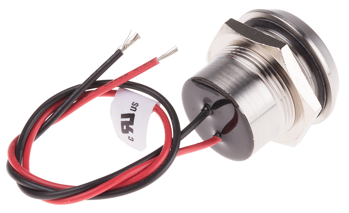 123-2436 RS PRO Blue Panel Mount Indicator, 24V dc, Lead Wire Termination, IP67