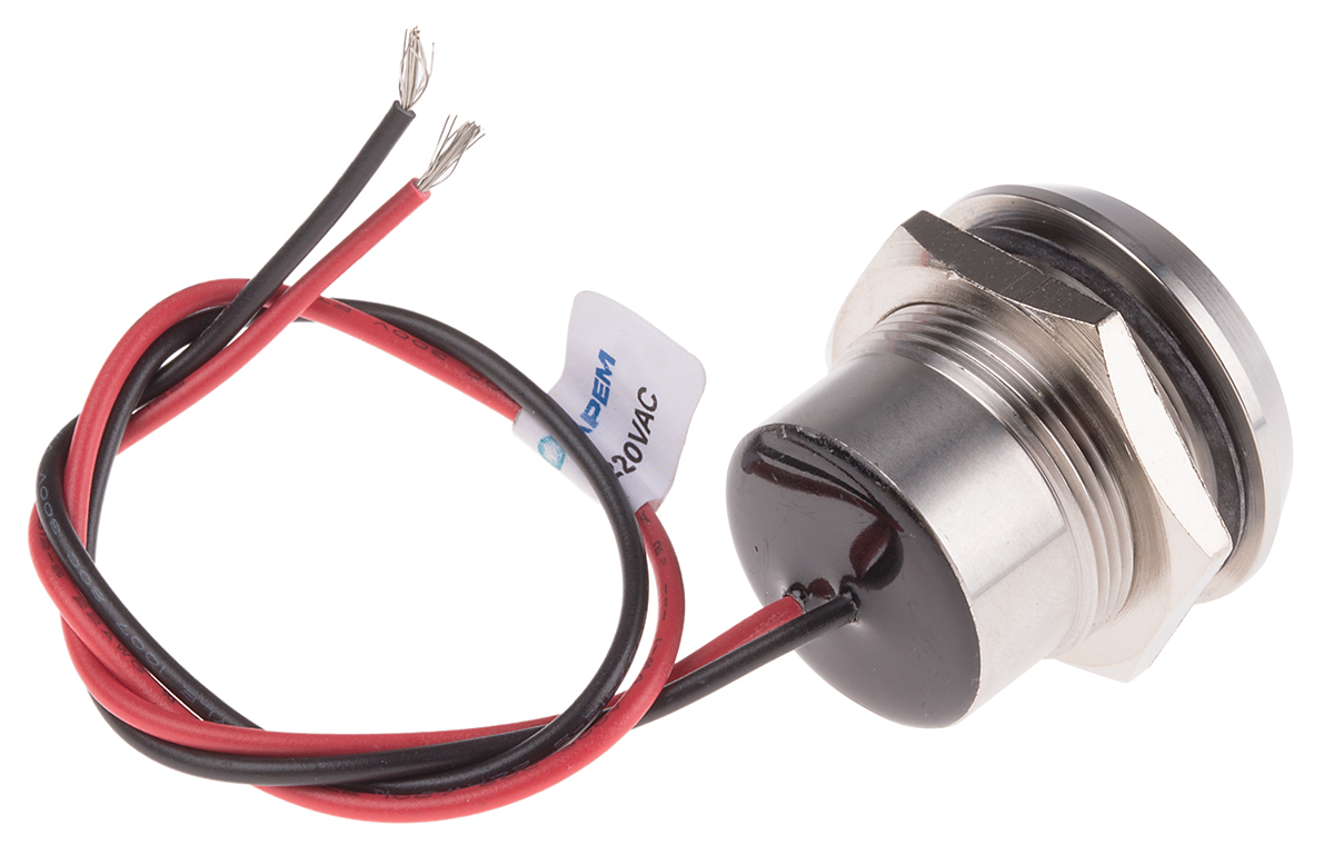 123-2438 RS PRO Blue Panel Mount Indicator, 220V ac, Lead Wire Termination, IP67