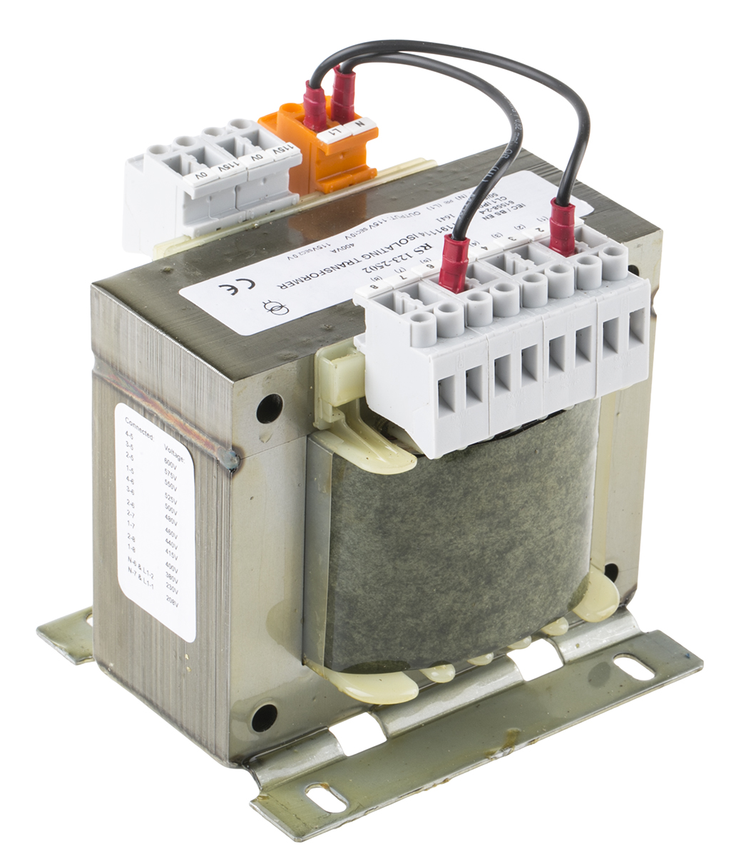 123-2502 RS PRO 2 Output 400 VA Chassis Mount Transformer, 2 x 115 V ac, IEC 61558-2-4