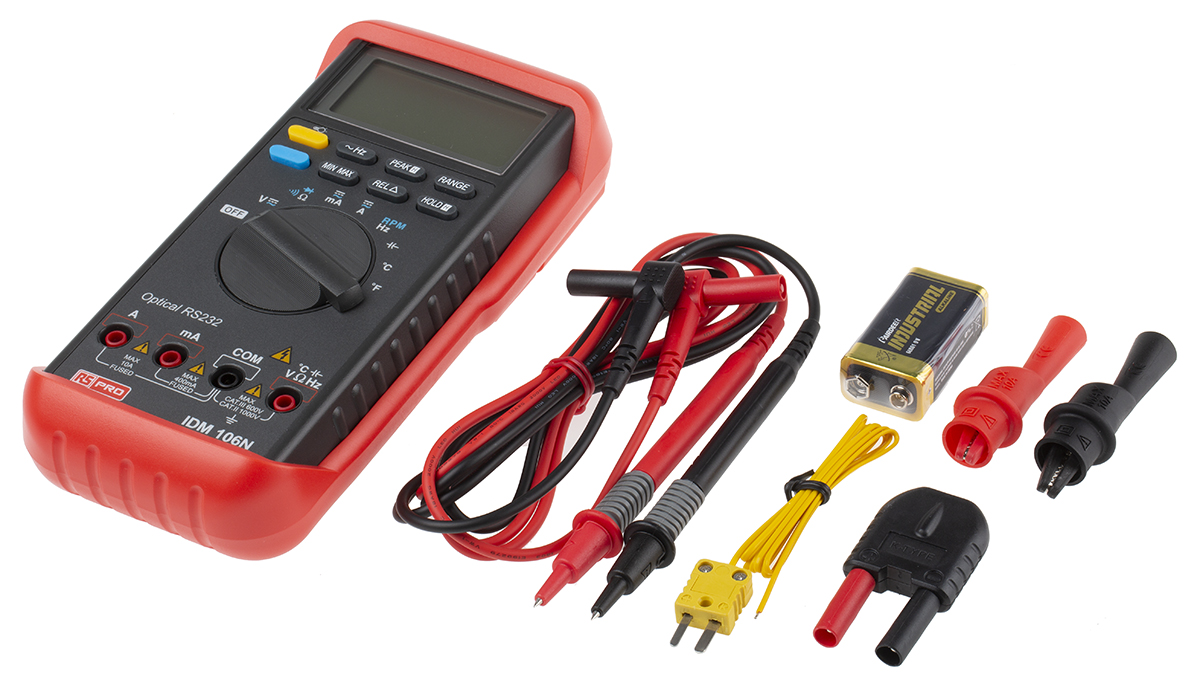 123-3236 RS PRO IDM106N IDM 103N/105N/106N Handheld Digital Multimeter True RMS, 10 A ac, 10 A dc, 1 kV ac