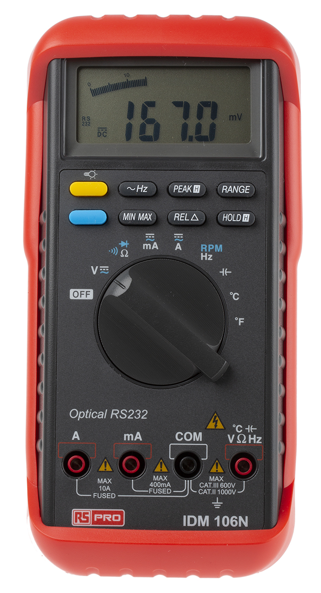 RS PRO IDM106N IDM 103N/105N/106N Handheld Digital Multimeter True RMS, 10 A ac, 10 A dc, 1 kV ac - RSCAL Calibrated
