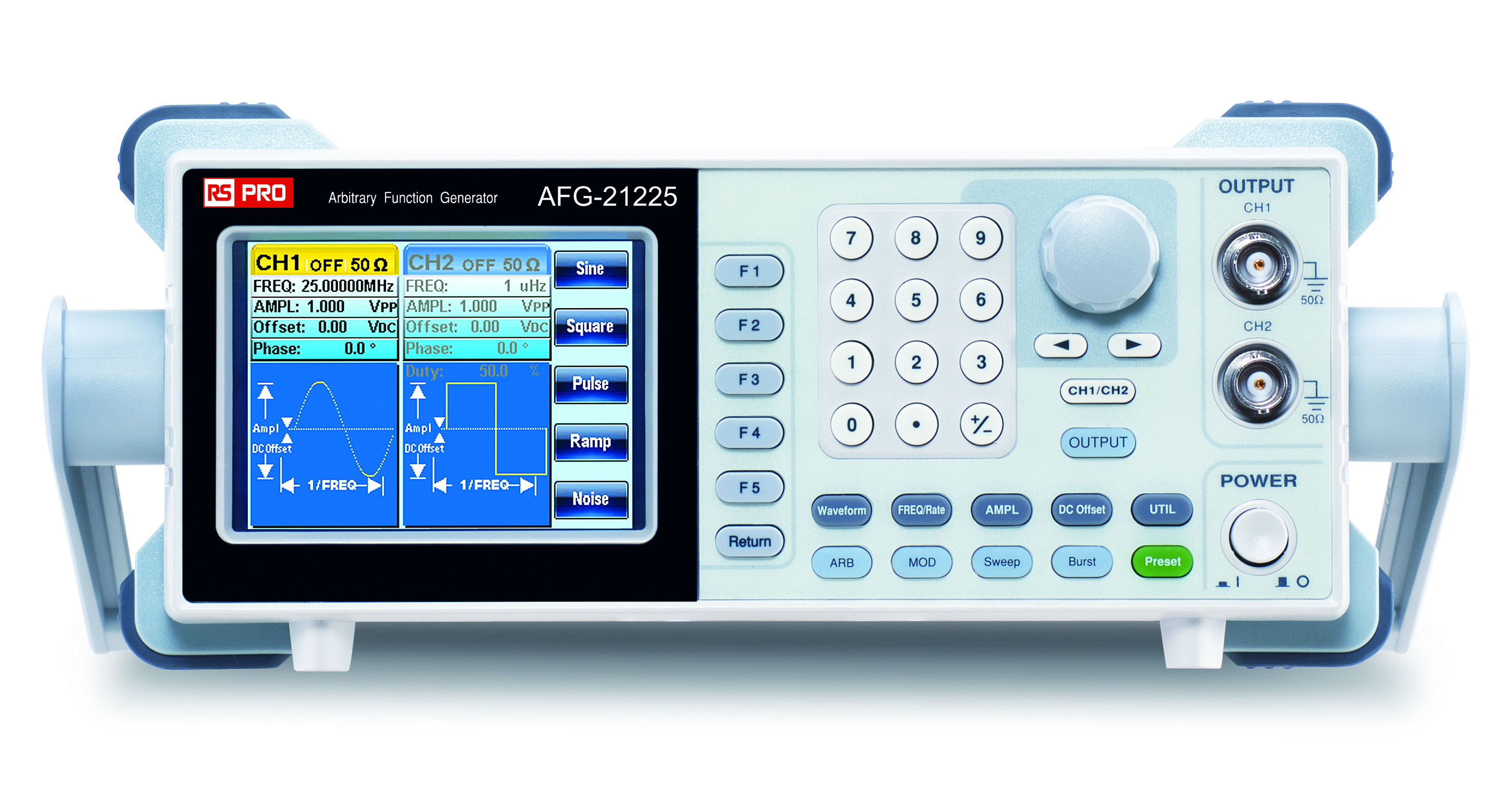 123-3533 RS PRO AFG21125 Function Generator & Counter, 0.1 Hz Min, 25 MHz Max FM Modulation Variable Sweep