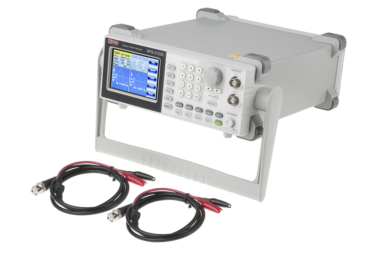 123-3534 RS PRO AFG21225 Function Generator & Counter, 1 μHz Min, 25 MHz Max FM Modulation Variable Sweep