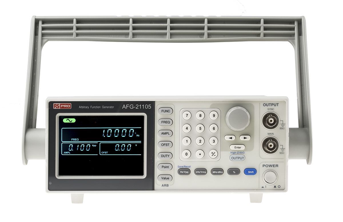 RS PRO AFG21105 Function Generator & Counter, 0.1 Hz Min, 5 MHz Max FM Modulation Variable Sweep, RSCAL