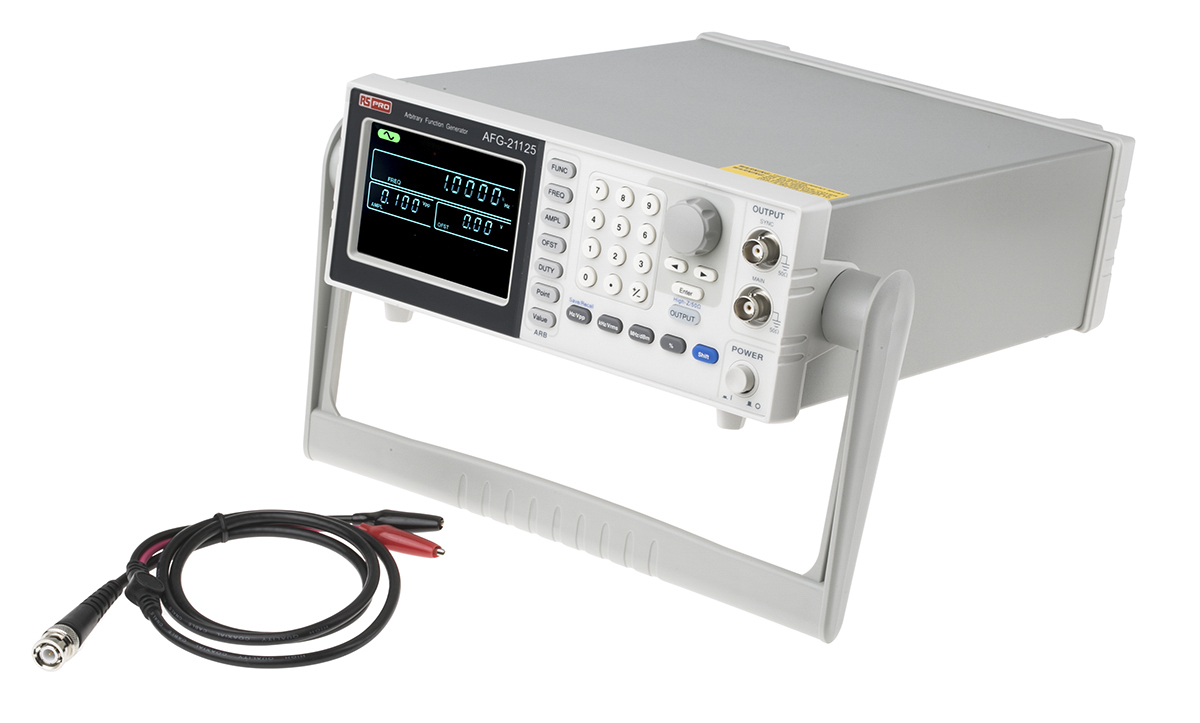 123-3631 RS PRO AFG21125 Function Generator & Counter, 0.1 Hz Min, 25 MHz Max FM Modulation Variable Sweep, RSCAL