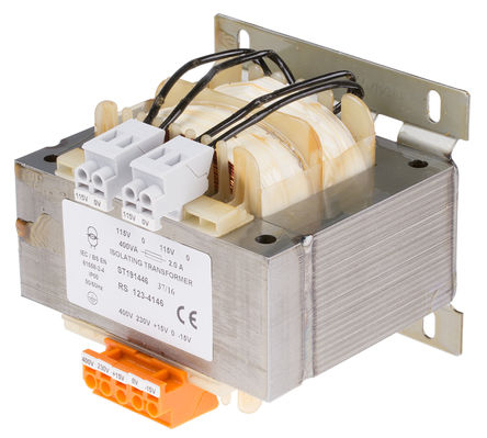 RS PRO 2 Output 400 VA Chassis Mount Transformer, 2 x 115 V ac, IEC 61558-2-4