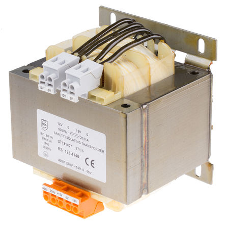 RS PRO 2 Output 500 VA Chassis Mount Transformer, 2 x 12 V ac, IECBSEN 615581, IECBSEN 615586 or IECBSEN 615584, ASNZS