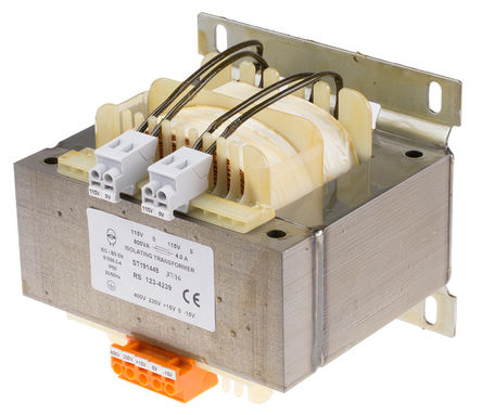 RS PRO 2 Output 800 VA Chassis Mount Transformer, 2 x 115 V ac, AS/NZS 61558.2.6 or AS/NZS 61558.2.4, IEC/BS/EN 61558-1,