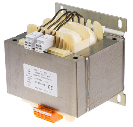 RS PRO 2 Output 1000 VA Chassis Mount Transformer, 2 x 115 V ac, CE, AS/NZS 61558.1, IEC/BS/EN 61558-1, IEC/BS/EN