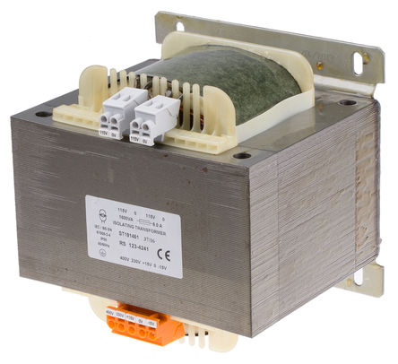 RS PRO 2 Output 1600 VA Chassis Mount Transformer, 2 x 115 V ac, RoHS, IEC/BS/EN 61558-2-6 or IEC/BS/EN 61558-2-4, CE,