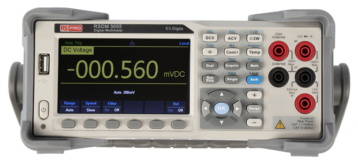 RS PRO RSDM3055 Bench Digital Multimeter True RMS, 10 A ac, 10 A dc, 750 V ac