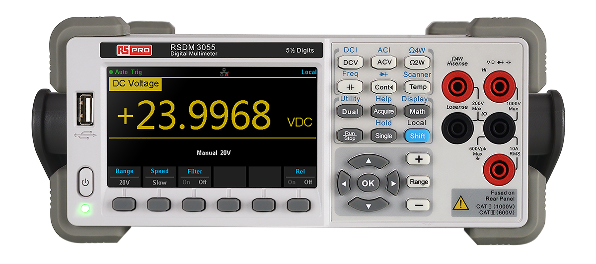 RS PRO RSDM3055A Bench Digital Multimeter True RMS, 10 A ac, 10 A dc, 750 V ac - UKAS Calibrated