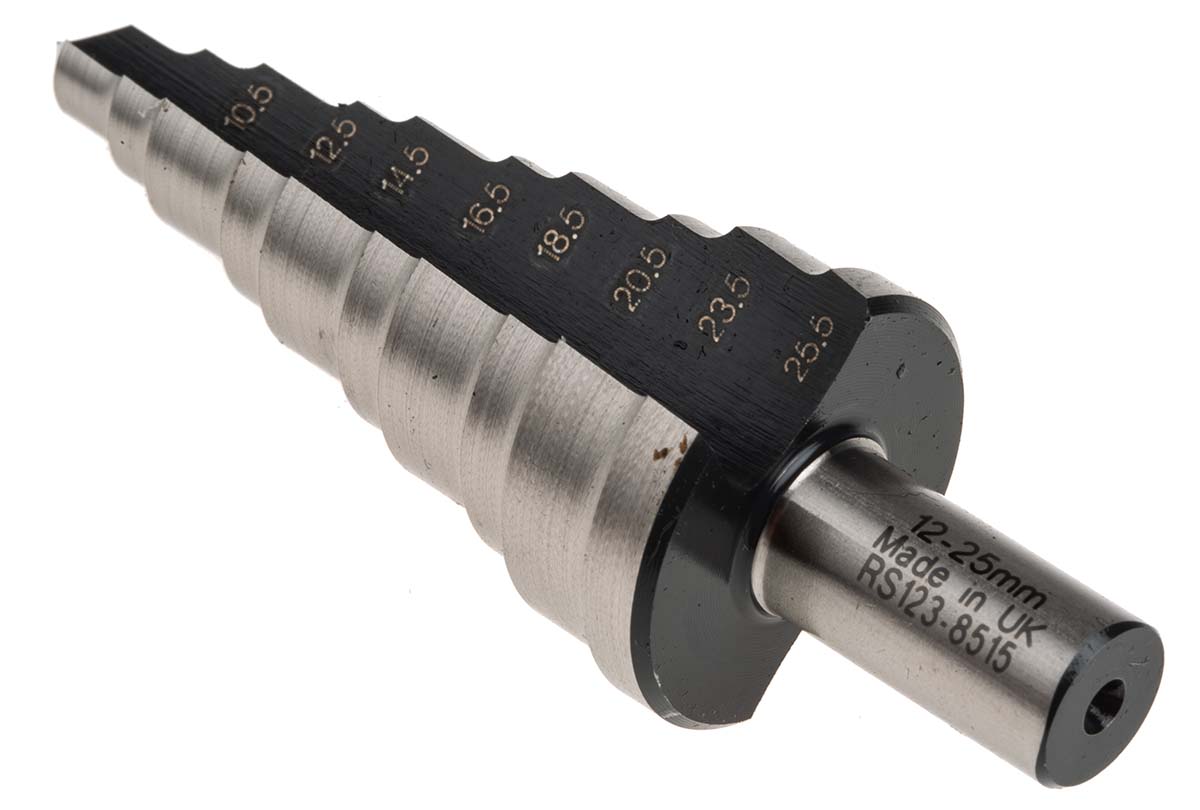 123-8515 RS PRO HSS 12 to 25 mm Drill Bit, Cone