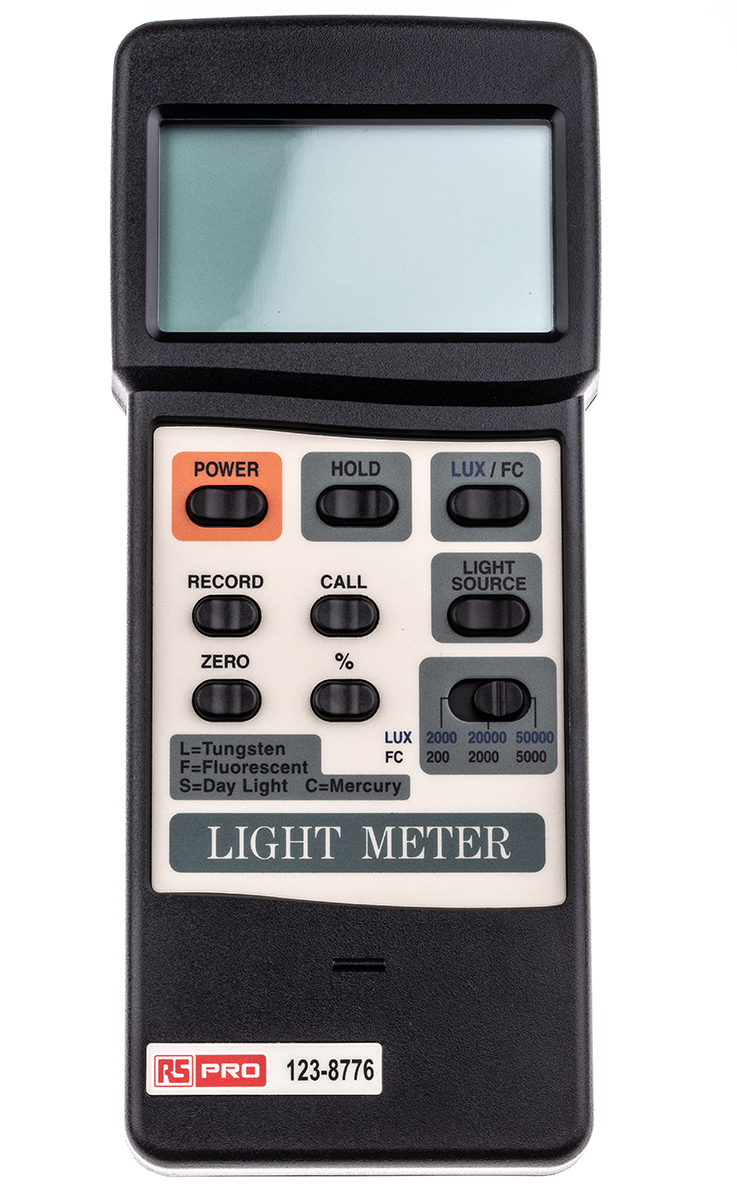 RS PRO Light Meter, 0lx to 50000 lx, ±(4% + 2d), RSCAL