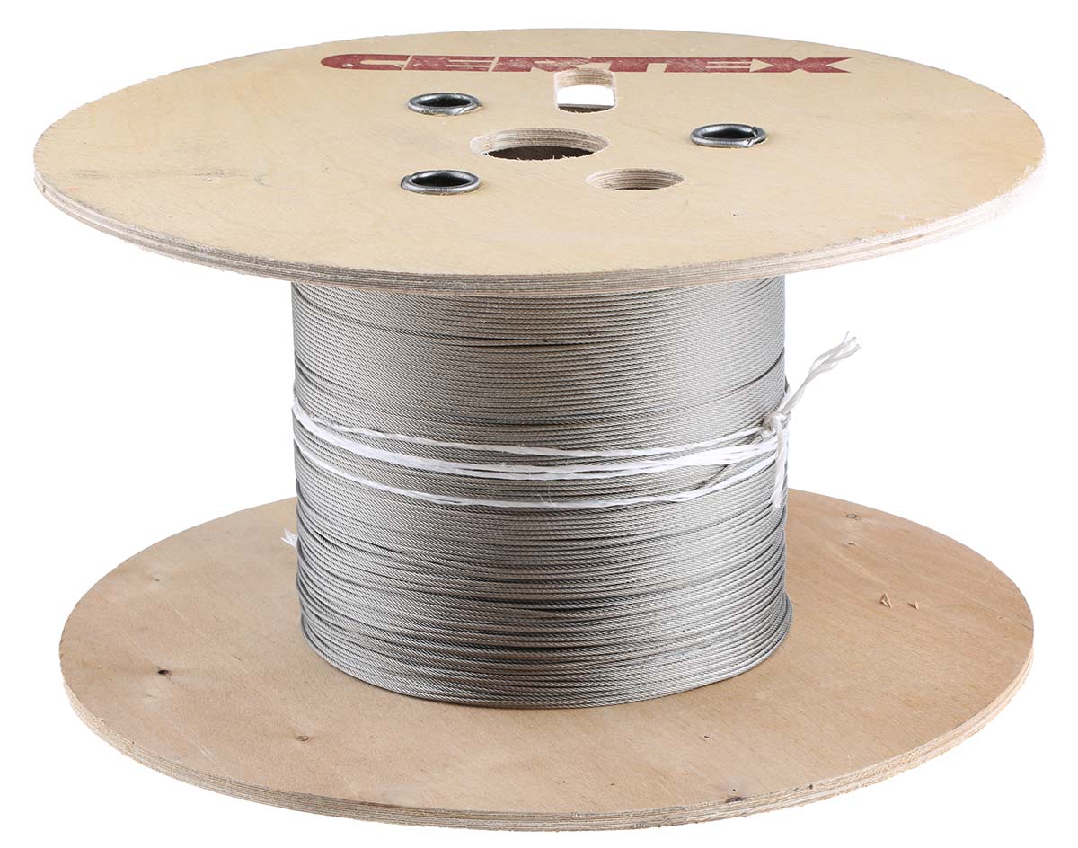124-4755 RS PRO Stainless Steel Wire Rope, 100 m